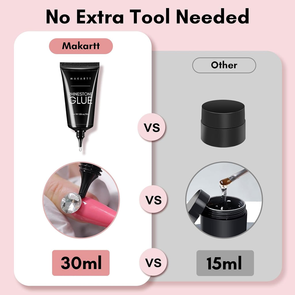 Nail Rhinestone Glue Gel - 30G Super Strong Adhesive Gel Nail Glue for 3D Glitters Gems Charms Crystals Beads Sequins