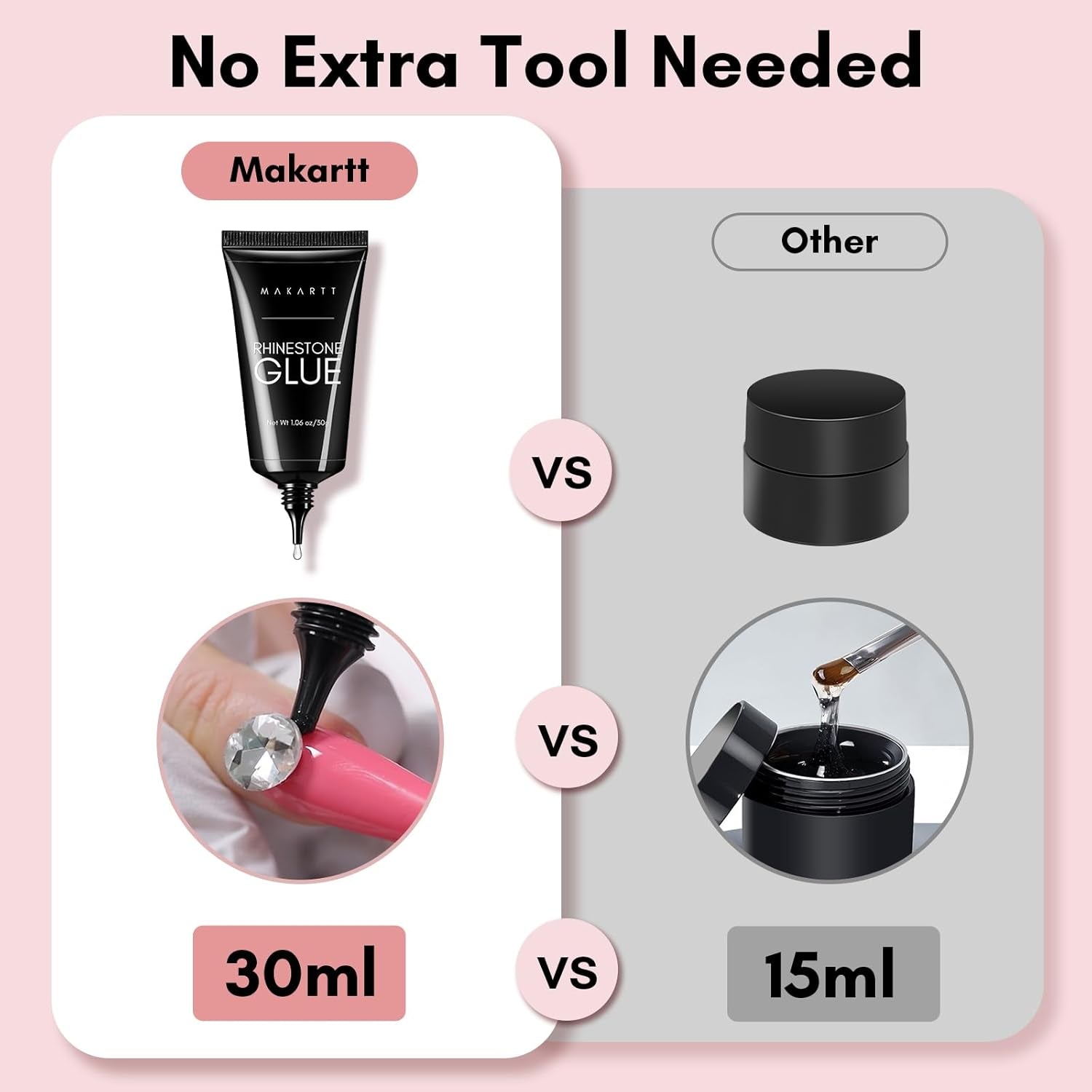 Nail Rhinestone Glue Gel - 30G Super Strong Adhesive Gel Nail Glue for 3D Glitters Gems Charms Crystals Beads Sequins