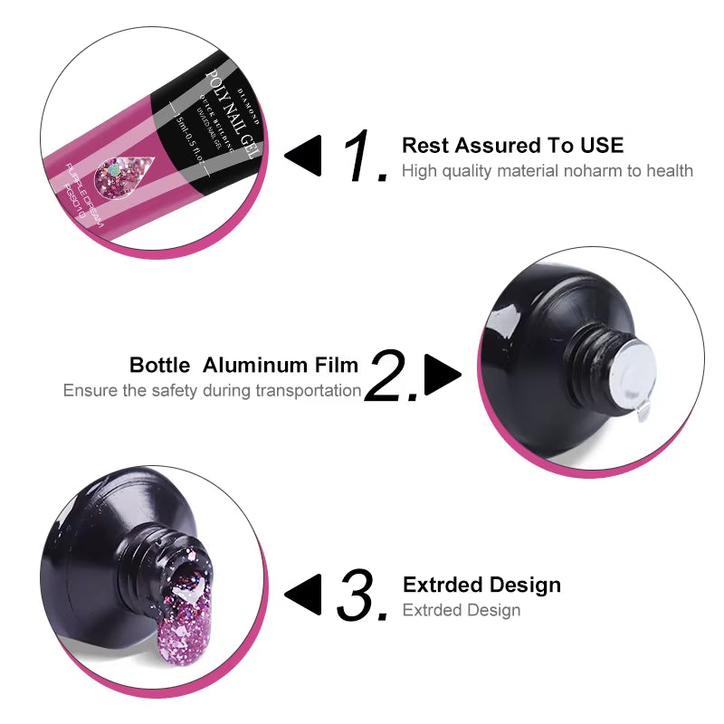 PolyGel  nail Set 6/8PCS Polygel extensions , 12 different bundles