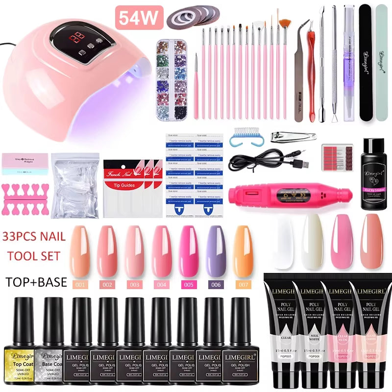 Acrylic ,Gel, PolyGel Kit Nail Extension Glitter Gel Nail Gel UV Building . 13 different bundles