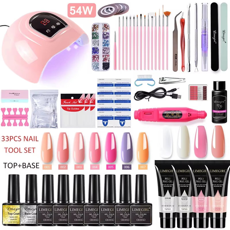 Acrylic ,Gel, PolyGel Kit Nail Extension Glitter Gel Nail Gel UV Building . 13 different bundles