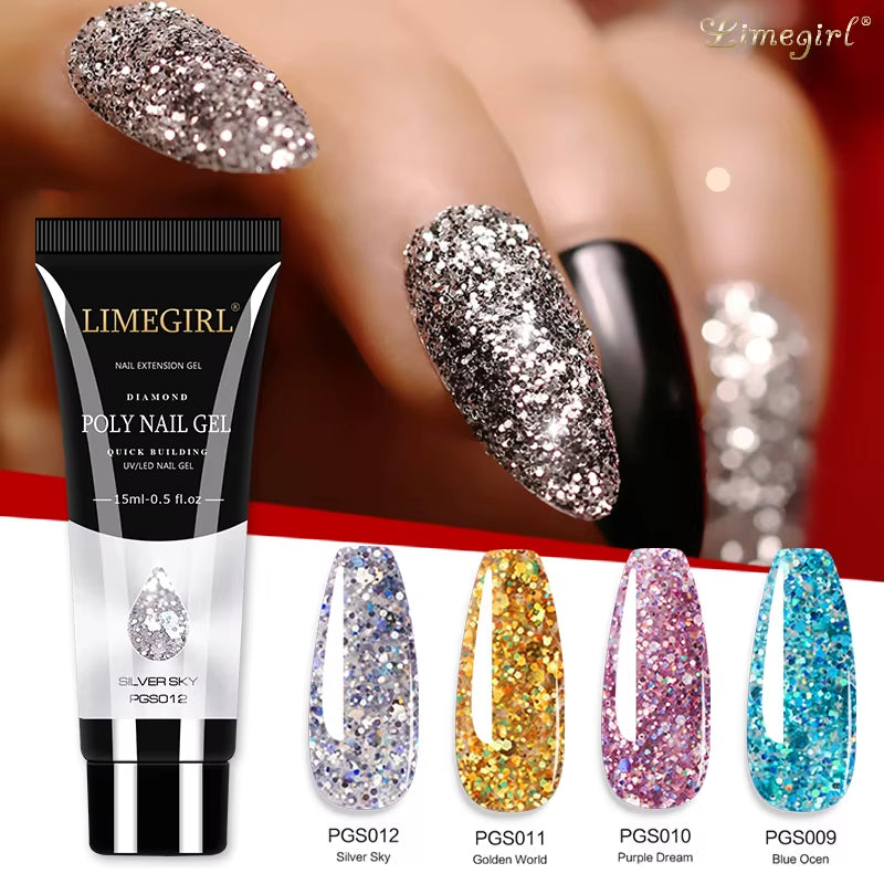 Acrylic ,Gel, PolyGel Kit Nail Extension Glitter Gel Nail Gel UV Building . 13 different bundles