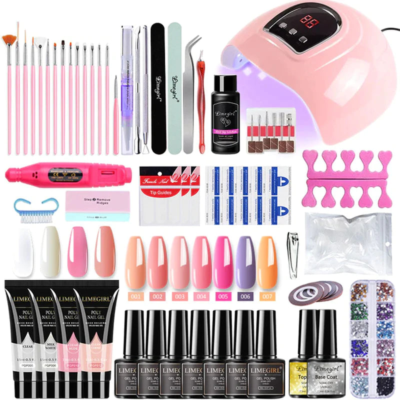 Nail Set with Nail Lamp Dryer, Drill Machine Manicure Set Kit PolyGel Kit . Soak-Off 