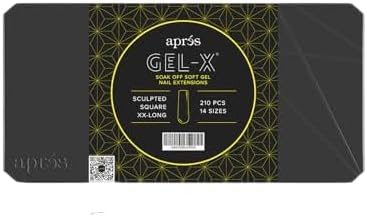 Apres Gel-X® Square Box of Nail Tips | 280 Gel-X Tips, 14 Sizes 00-9 | Half-sizes Included (Sculpted Square Extra Extra Long, 280 Count)