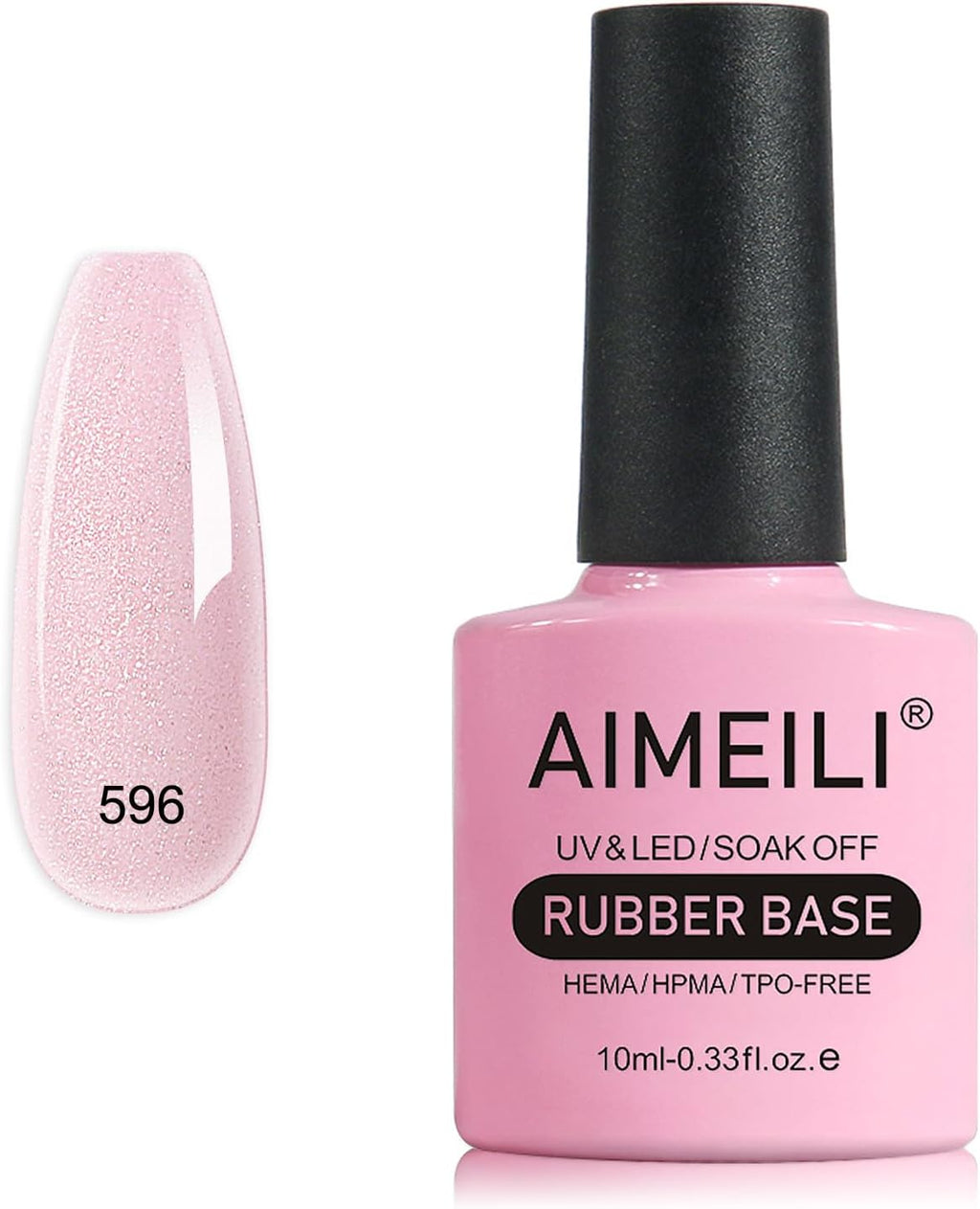 Rubber Base Gel for Nails, Soak off U V LED Hema Free Clear Sheer Gel Nail Polish, 4 in 1 Nail Strengthen/Enhance/Base Coat/Color Gel Polish - (596) 10Ml