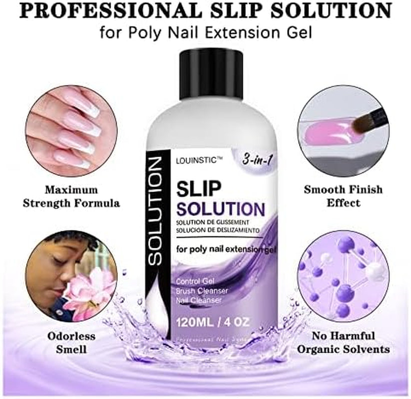Polygel Slip Solution - 4Oz Slip Solution for Polygel Nails Anti-Stick Gel Solution for Poly Gel Nail Kit