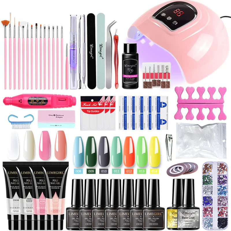 Nail Set with Nail Lamp Dryer, Drill Machine Manicure Set Kit PolyGel Kit . Soak-Off 