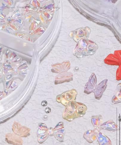 3D Acrylic Butterfly White Flowers Glitter Nail Charms  Mixed ( 3 diff packs )