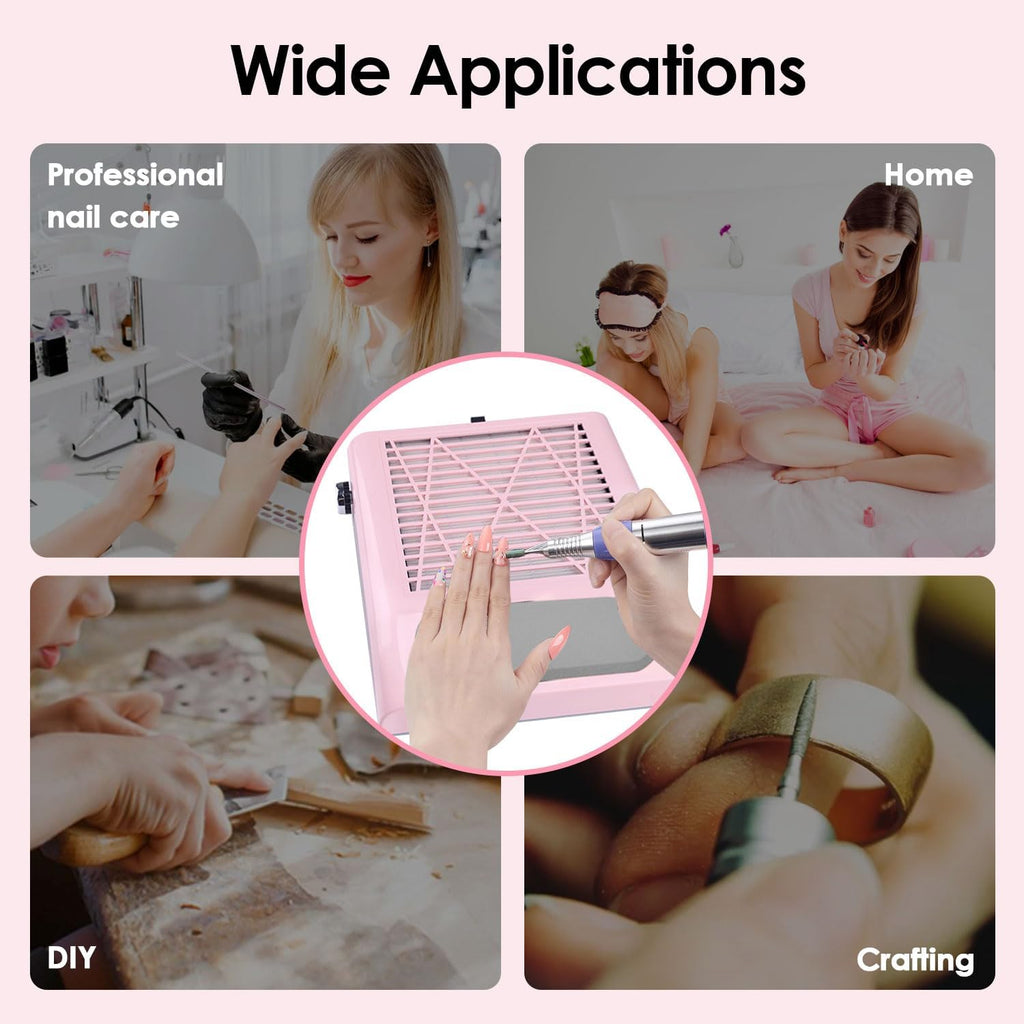 Nail Dust Collector for Acrylic Nails Vacuum Machine, 80W Adjustable Vacuum,