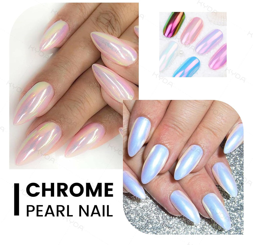 2 Pcs Neon Iridescent Chrome Nail Powder, Nail Pigment Manicure Pigment