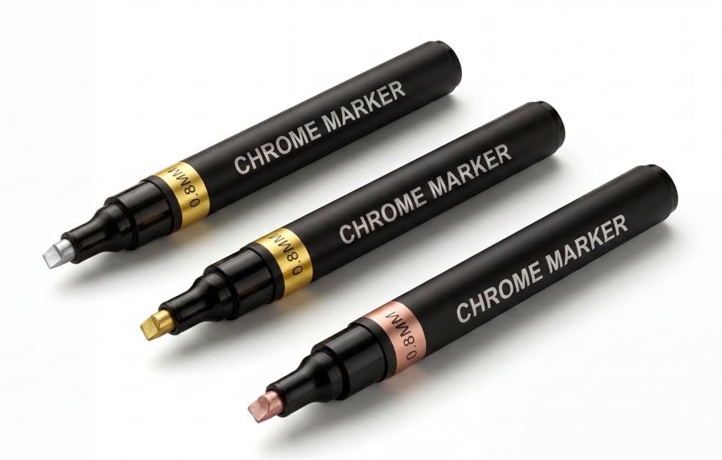 Nail Art Marker Set, Dual Tip, Metallic, 10 Colors, Water-Based Ink, DIY Nail Design Pens