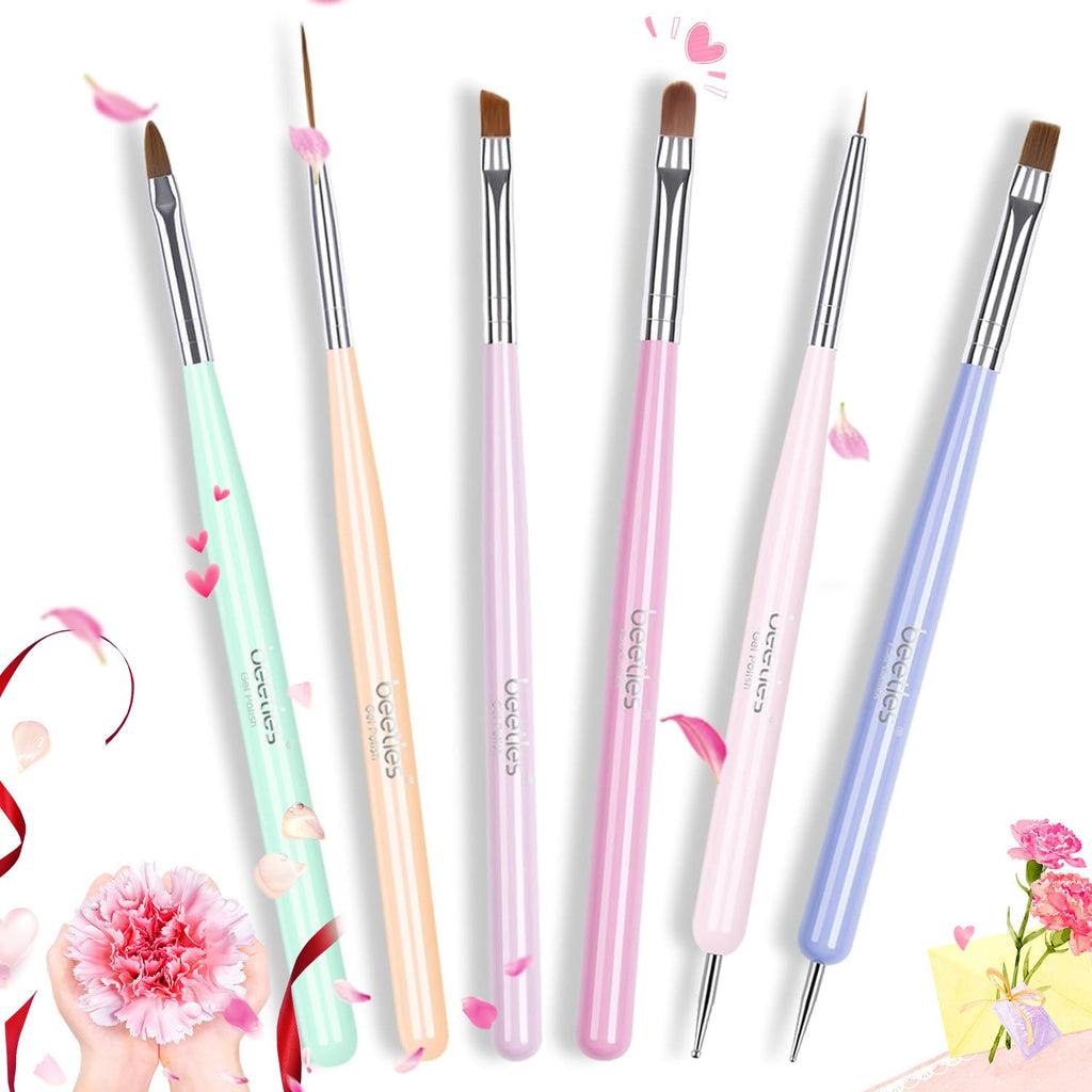Beetles (5 diff packs ) Nail Art Brushes, Dotting Tools, Nail Art Pens, Dust Brush, Striping Liner Fingernail Drawing Pens with Palette Holder