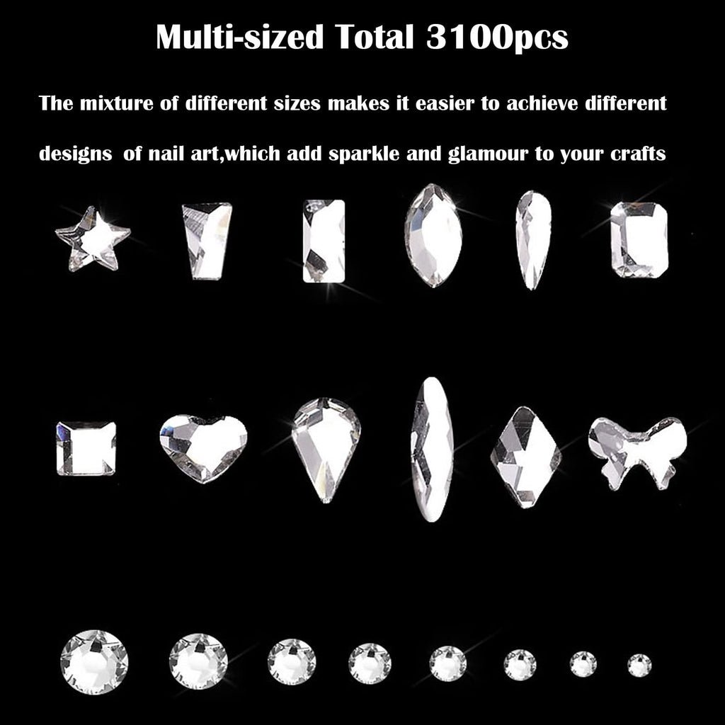 Nail Art Kit: 240 Special Shape & 2194 Flatback Rhinestones for Nails, ( 8 diff packs )