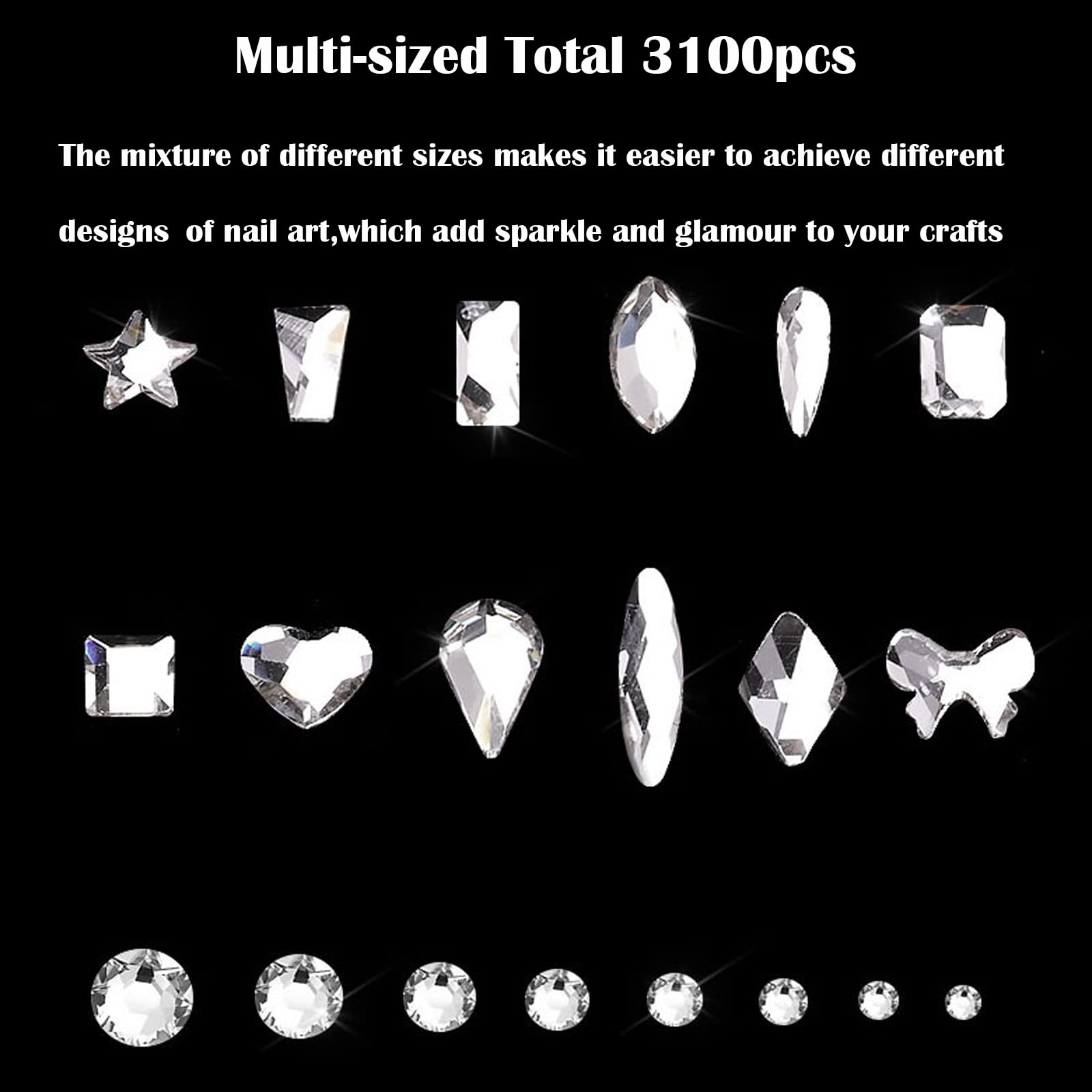 Nail Art Kit: 240 Special Shape & 2194 Flatback Rhinestones for Nails, ( 8 diff packs )