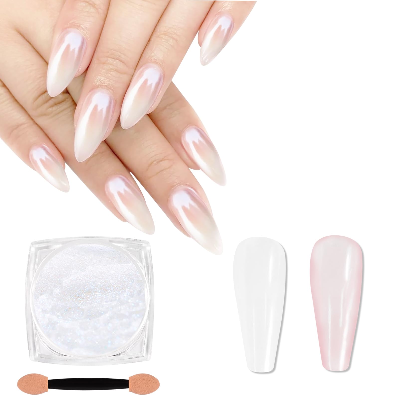 SIUSIO 4Colors Chrome Nail Powder Metallic Mirror Effect Pigment Iridescent Aurora, Mermaid Pearl Dust Kit