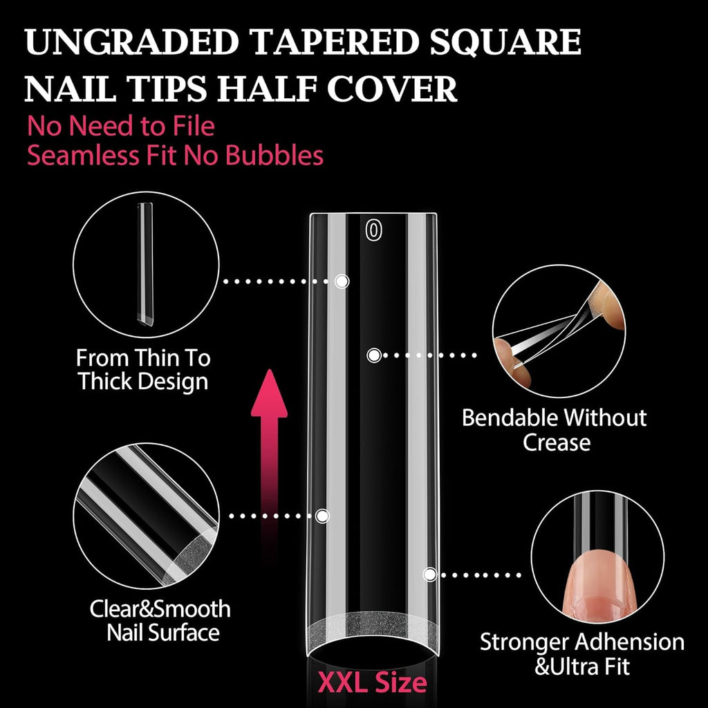 2 different options for glue , plus differnet shapes and sizes for nail tips! choose your pack !