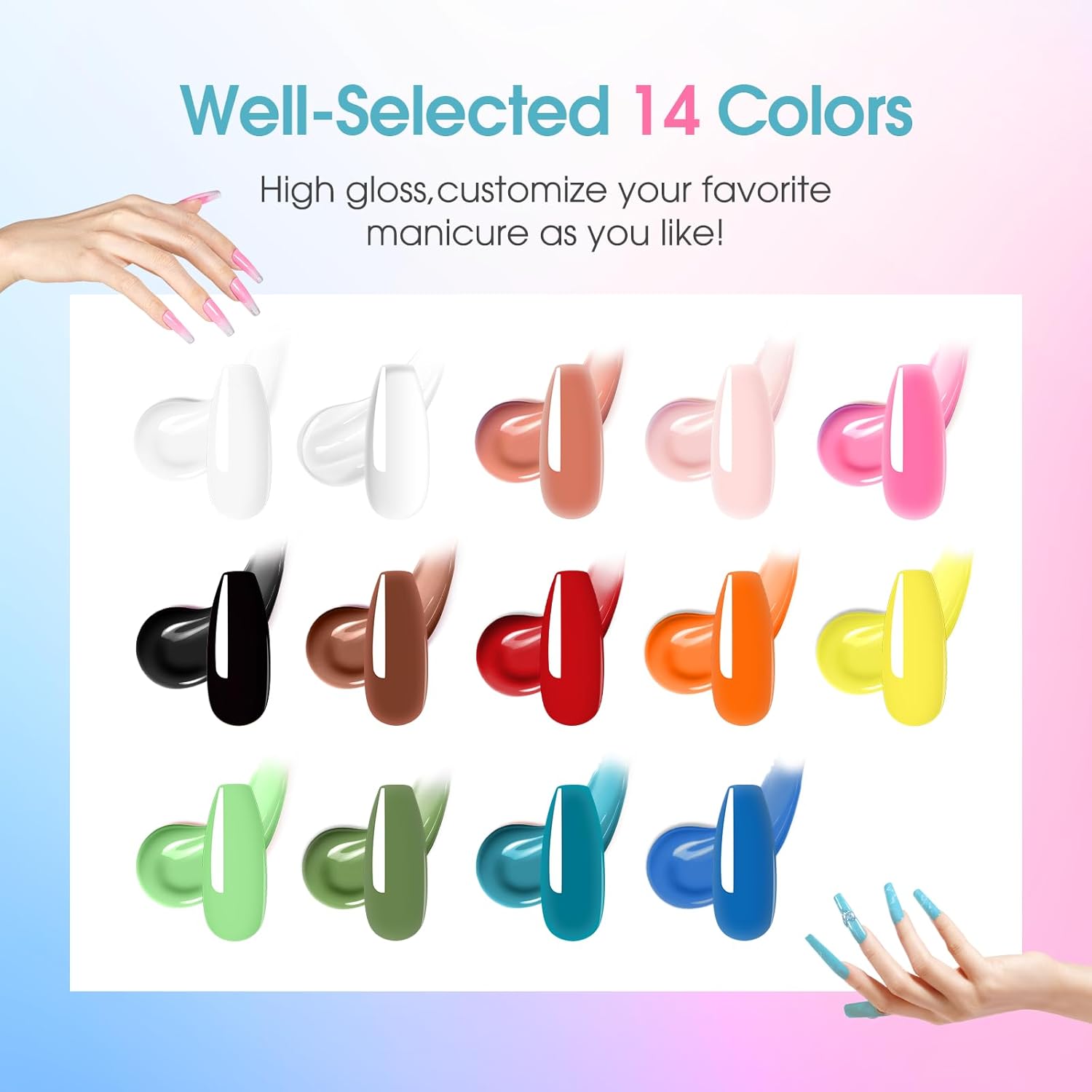 4 different packs ROSALIND Poly Nail Gel Kit with Drill -14 Colors. with U V Lamp Slip Solution and Electric Nail Drill Starter Kit, 0.34 oz/10 ml