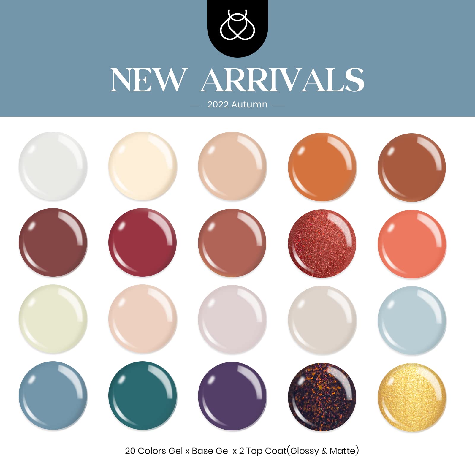 116 diff packs . Beetles GelNail Polish Kit, 20 Colors Soak Off Gel Polish with 1 Base Coat 1 Glossy & 1 Matte Top Coat