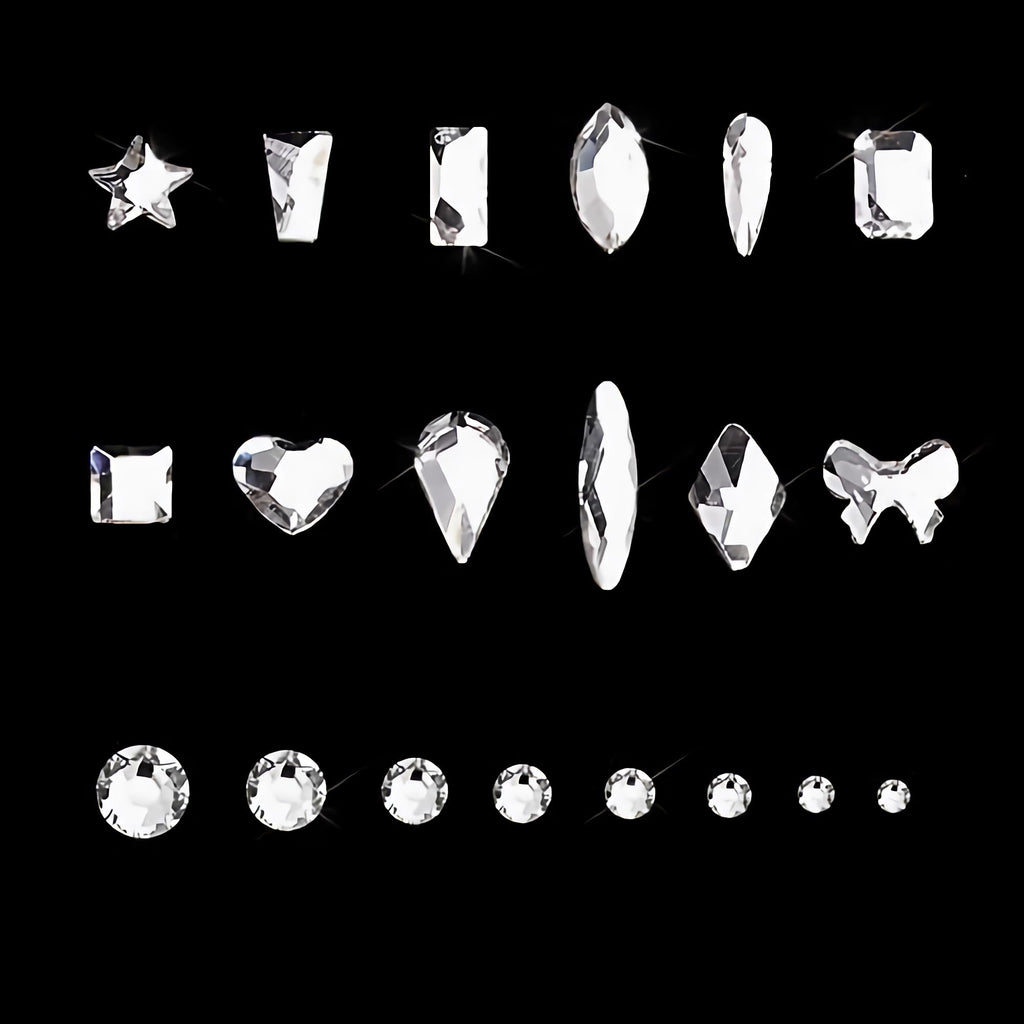 (5 diff packs ) 12 Types of 600  Diamonds + 2500 Flat Rhinestones Mix 20 Styles Flatback Stones Set + Tweezers + Drill Pen