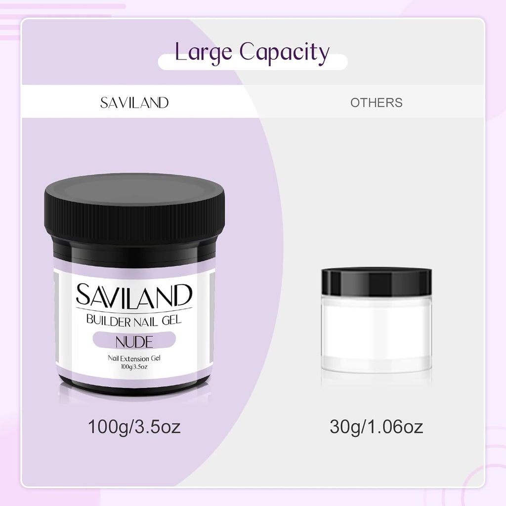 SAVILAND Builder Nail Gel – 3.53oz Light Pink Hard Gel for Nails Large Capacity Nail Strengthen, Nail Extension, Nail Art, U V Nail Gel