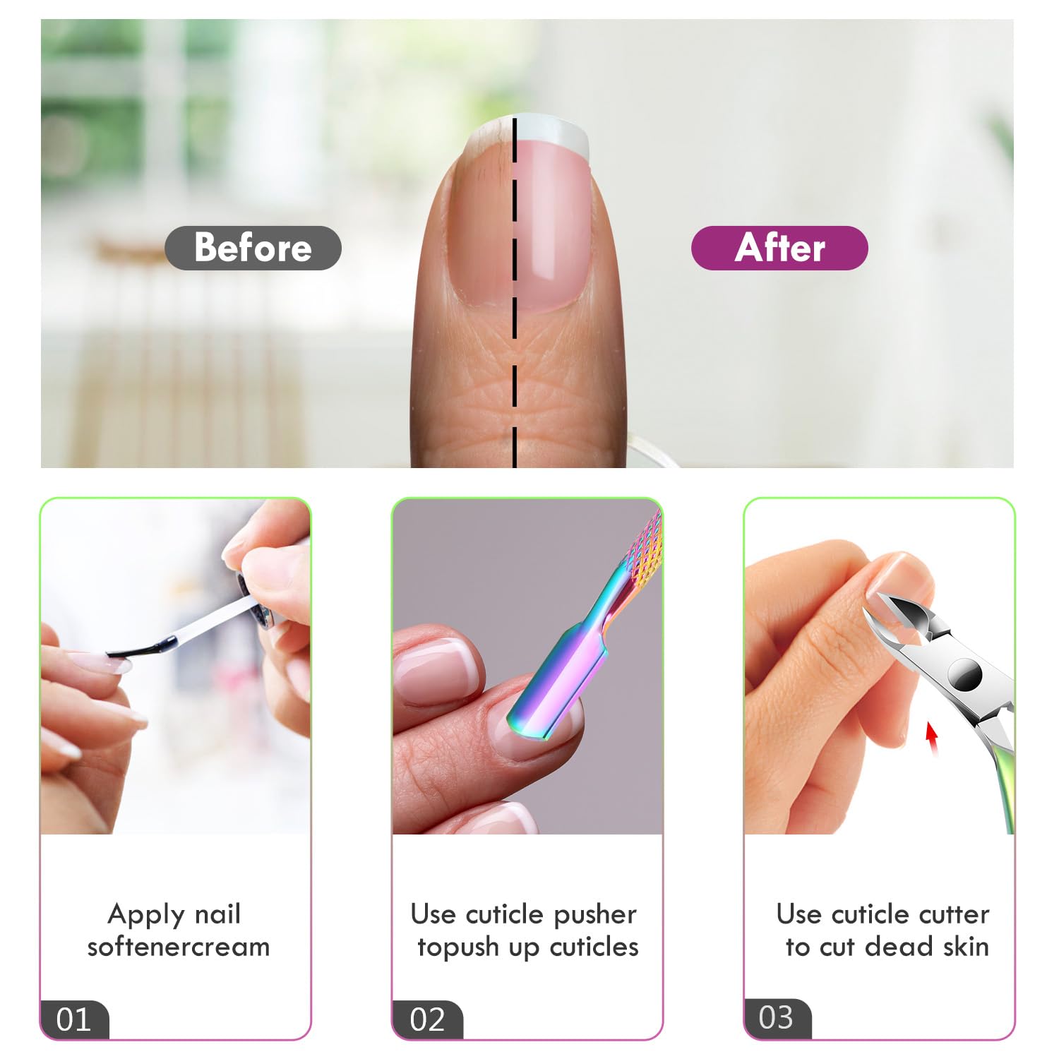 ( 6 diff options )Cuticle Trimmer with Cuticle Pusher,  Cuticle Remover, Scissor and Triangle Cuticle Nail Pusher