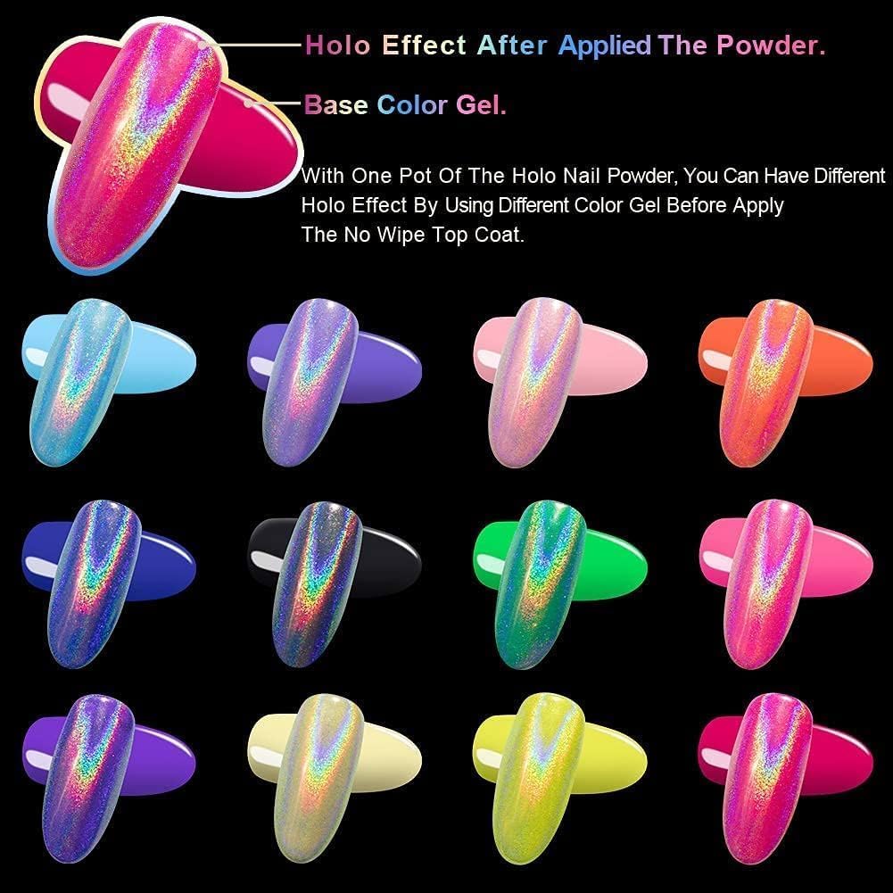 Holographic Chrome Nail Powder . (  4 different packs )