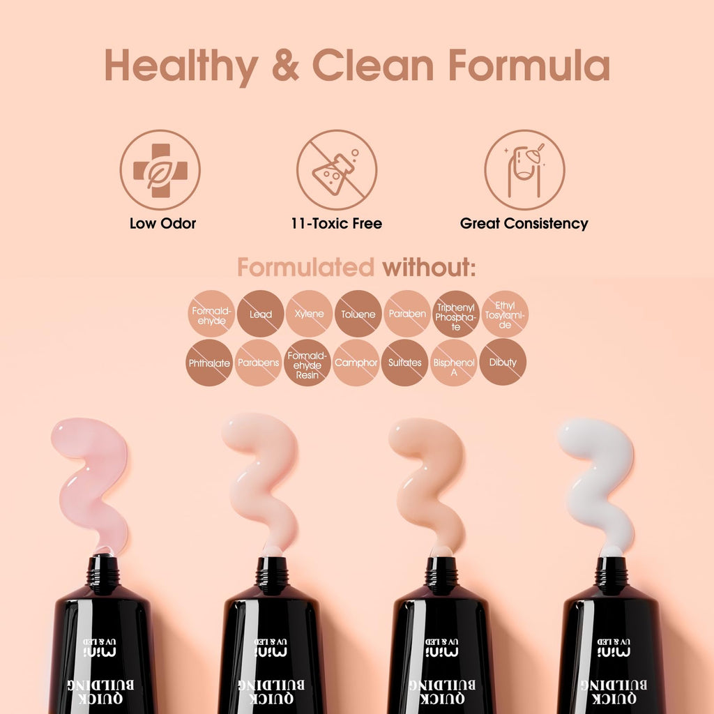 ROSALIND 4 diffr=erent packs . MINI Poly Nail Gel Kit, 8 Colors 0.34oz Each Tube. Starter Kit with Slip Solution and Mini UV Lamp, Clear Nude Purple Gels Extension Set