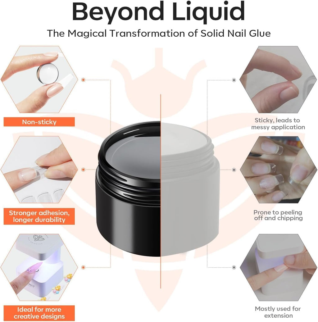 Modelones Builder Nail Gel - 15g Clear Solid Builder Gel for Nails, Nail Extension, 3D Sculpting Gel for Nail Art .Set with Nail Forms and Silicone Pen