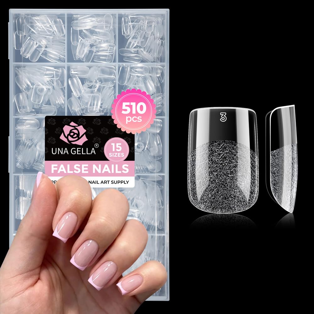 UNA GELLA Soft Gel Nail Tips, 6 Shapes + 2 Glue Options