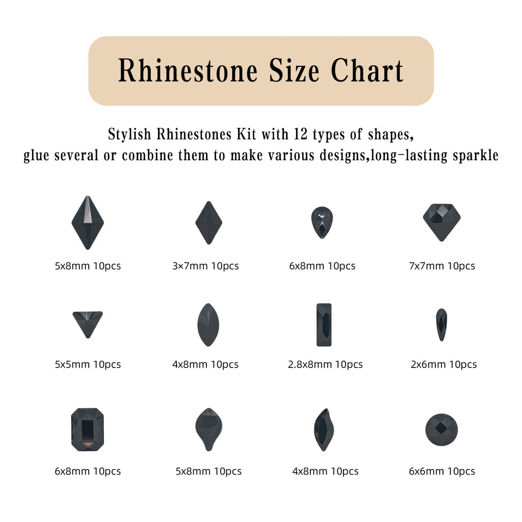 Nail Art Kit: 240 Special Shape & 2194 Flatback Rhinestones for Nails, ( 8 diff packs )