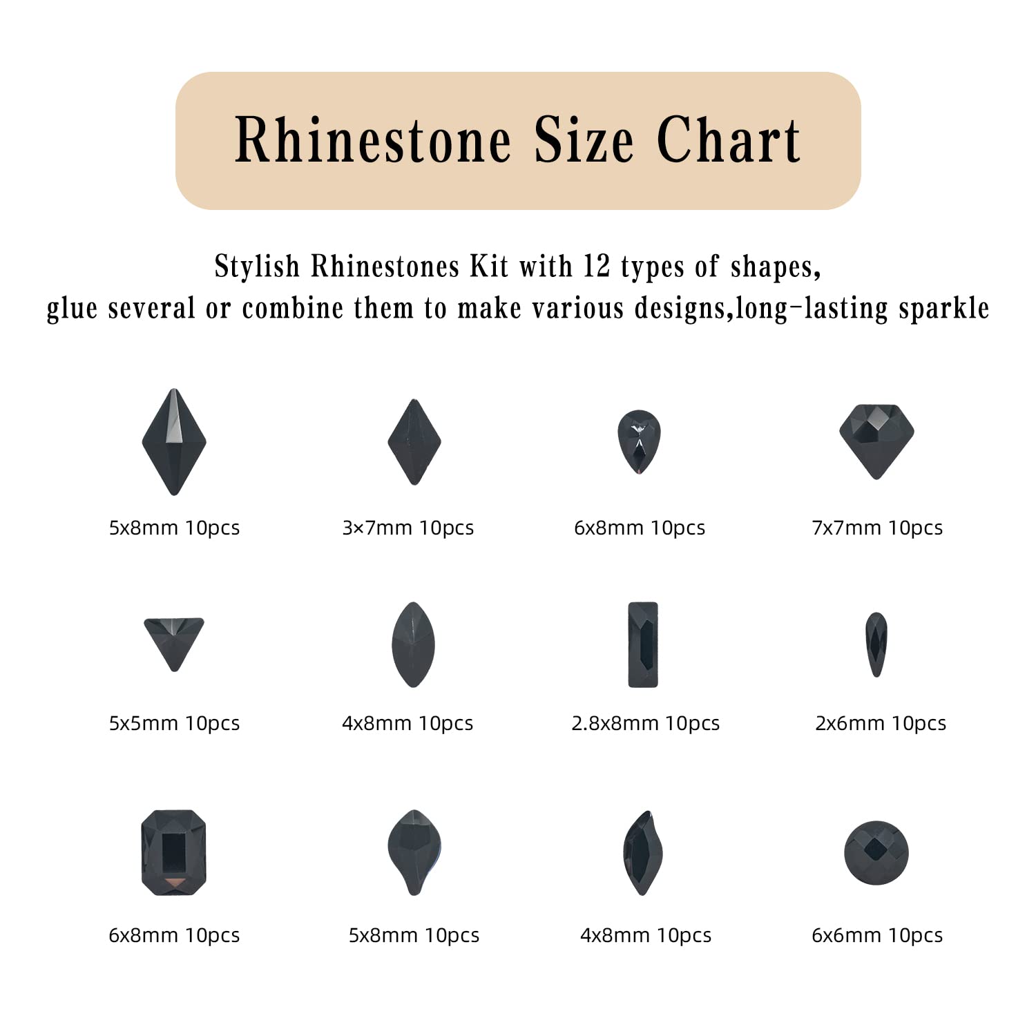 Nail Art Kit: 240 Special Shape & 2194 Flatback Rhinestones for Nails, ( 8 diff packs )
