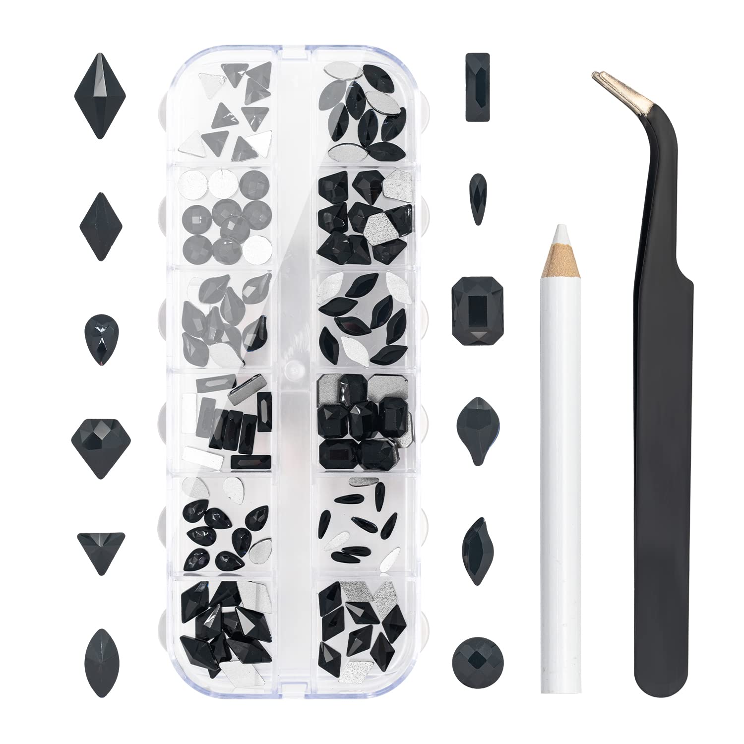Nail Art Kit: 240 Special Shape & 2194 Flatback Rhinestones for Nails, ( 8 diff packs )