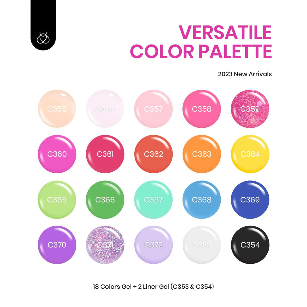 16 diff packs . Beetles GelNail Polish Kit, 20 Colors Soak Off Gel Polish with 1 Base Coat 1 Glossy & 1 Matte Top Coat