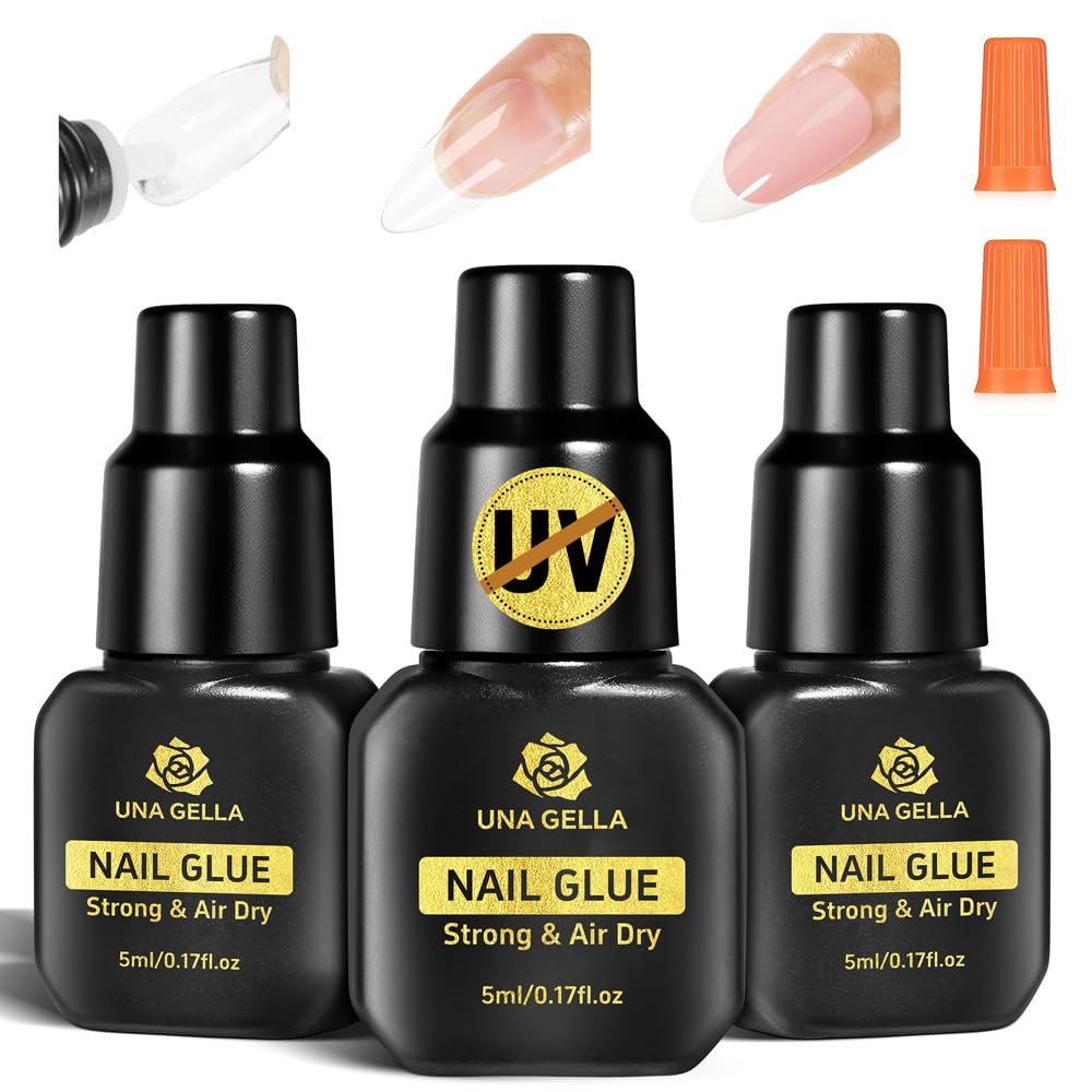 UNA GELLA Soft Gel Nail Tips, 6 Shapes + 2 Glue Options