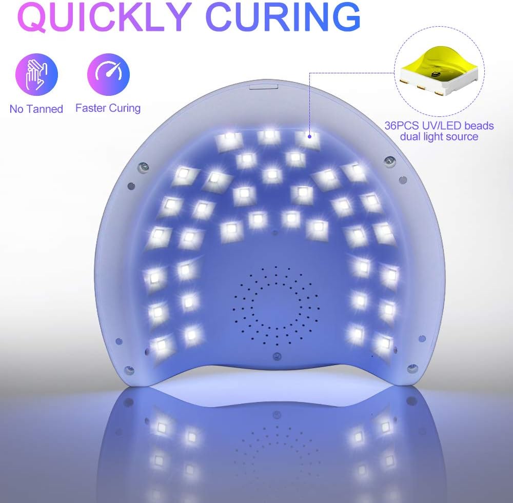 UV Nail Light, 150W UV Light for Nails Fast UV LED Nail Lamp Professional Nail Dryer for Gel Polish with 4 Timer Settings, Auto Sensor Curing Lamps for Salon and Home Use,White