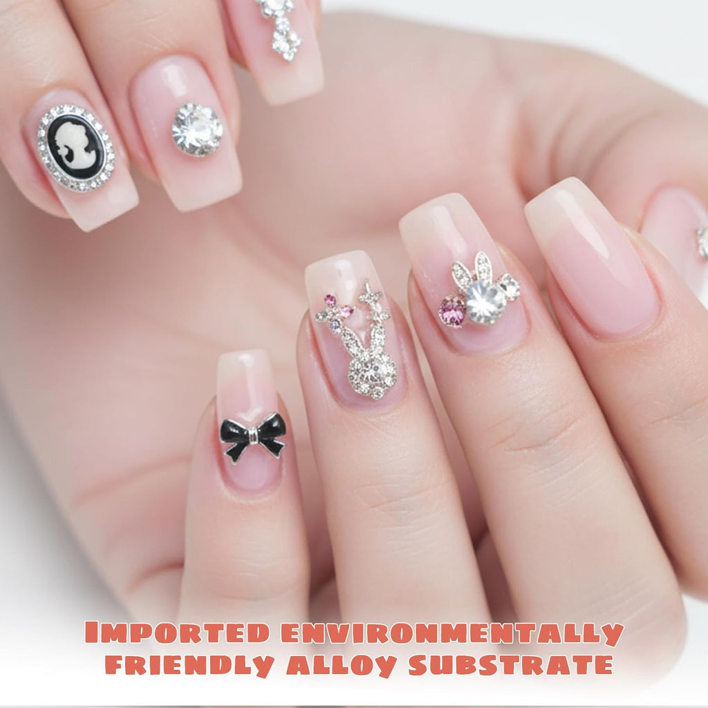 50pcs Nail Charms, Silver Rhinestones Nail Art Gems
