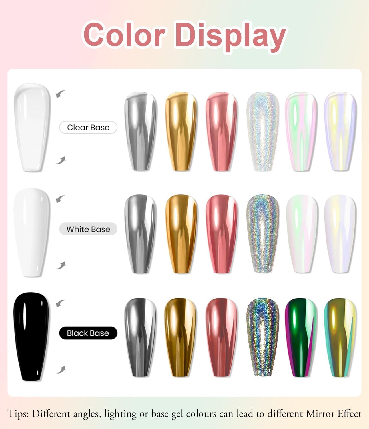 Holographic Chrome Nail Powder . (  4 different packs )