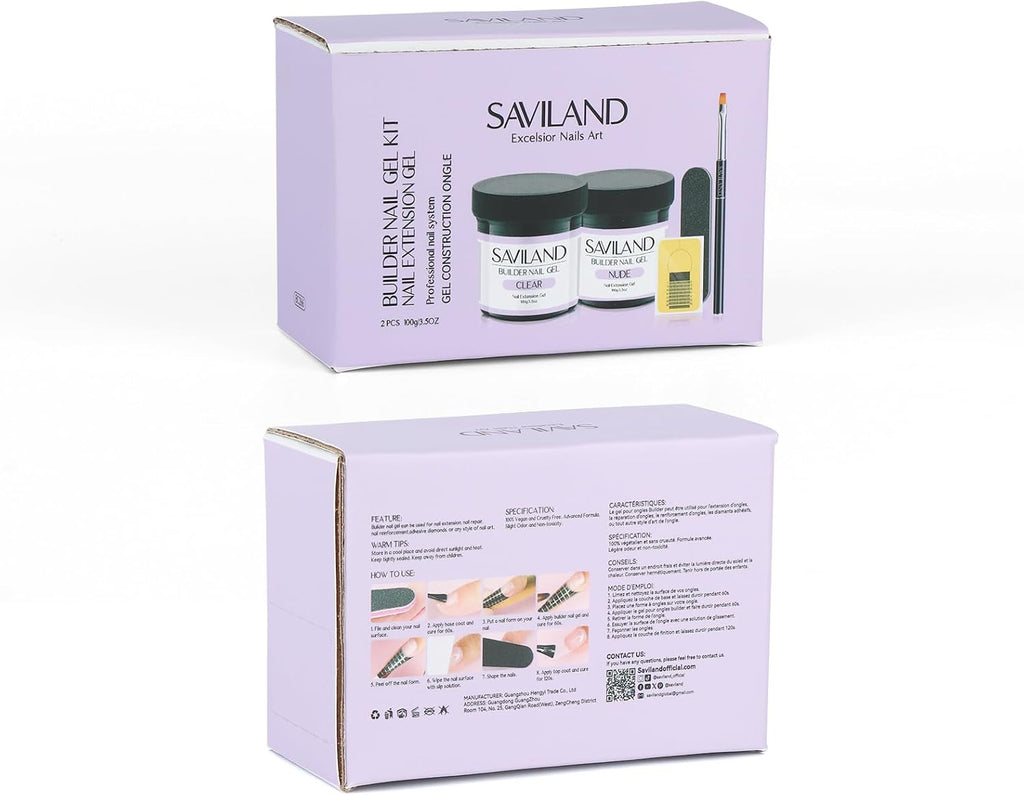 SAVILAND Builder Nail Gel – 3.53oz Light Pink Hard Gel for Nails Large Capacity Nail Strengthen, Nail Extension, Nail Art, U V Nail Gel