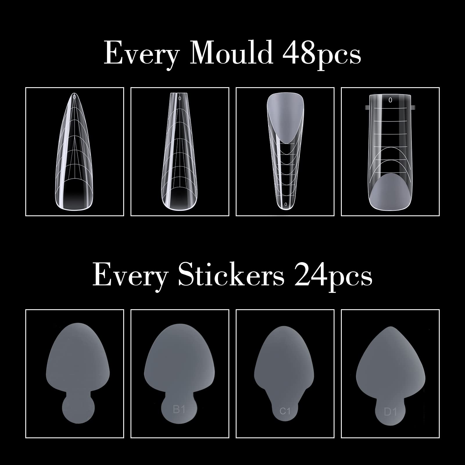 120Pcs (4 diff packs ) Forms , Extension Molds