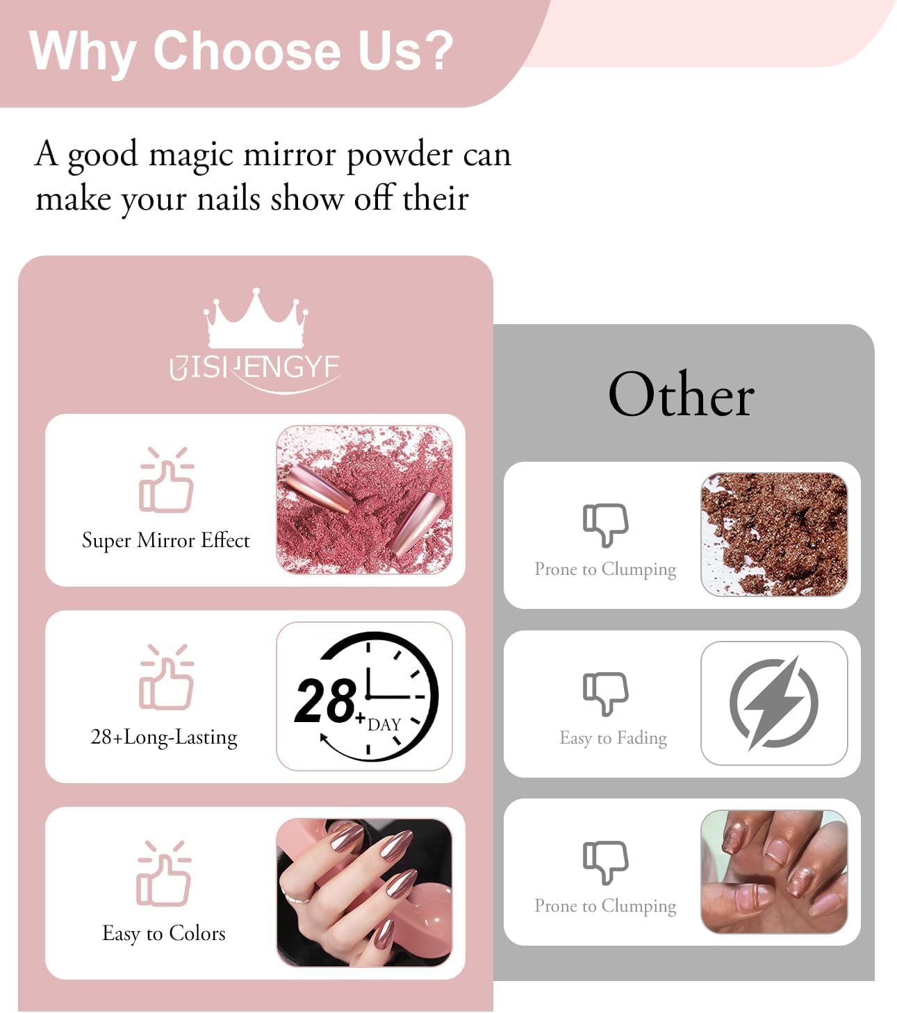 Holographic Chrome Nail Powder . (  4 different packs )