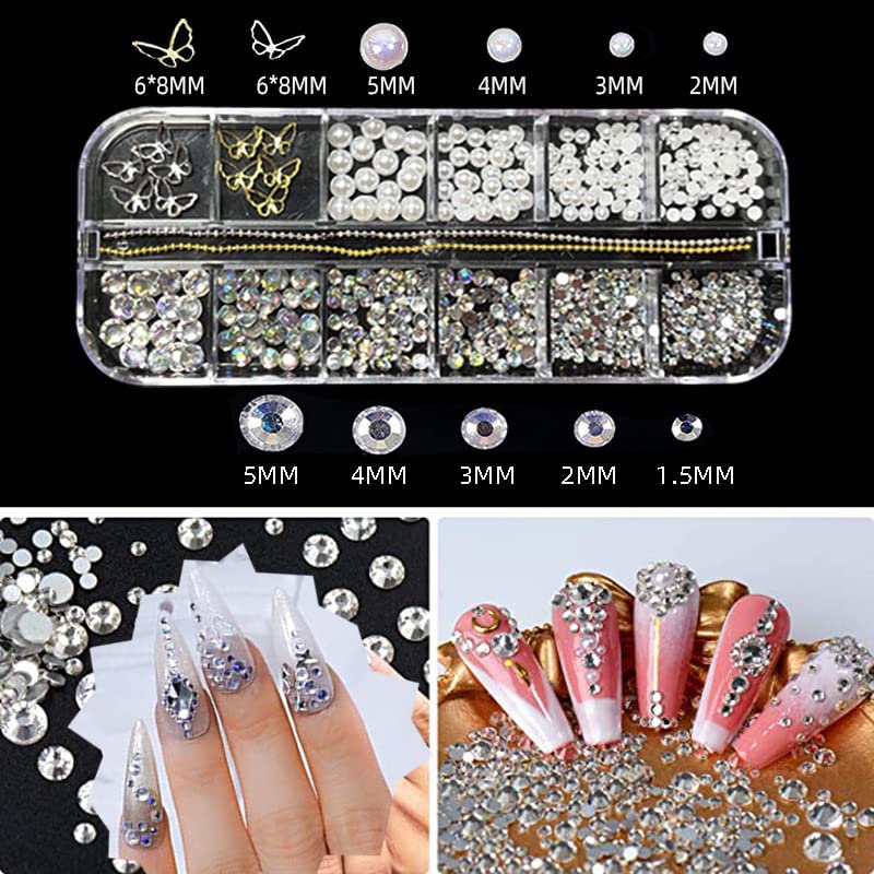3D Acrylic Butterfly White Flowers Glitter Nail Charms  Mixed ( 3 diff packs )
