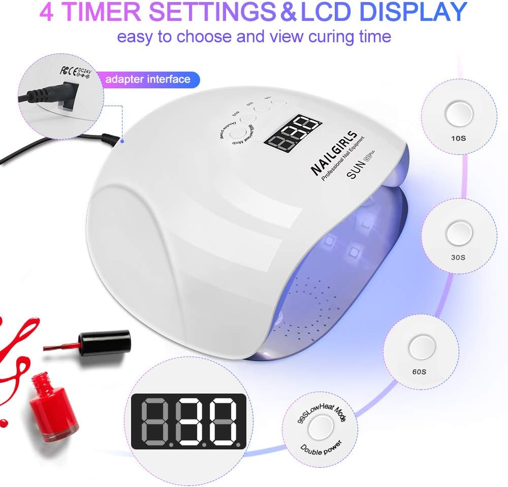 UV Nail Light, NAILGIRLS 150W UV Light for Nails Fast UV LED Nail Lamp Professional Nail Dryer for Gel Polish with 4 Timer Settings, Auto Sensor