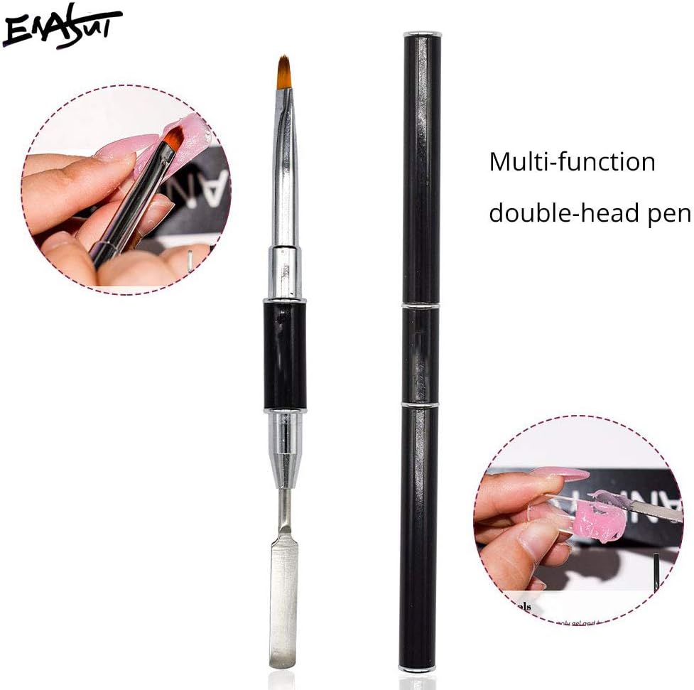 Polygel Nail Kit with LED Lamp,Enasui with Slip Solution and Brushes, Nail Builder Gel Enhancer, All In One French Kit (pink)