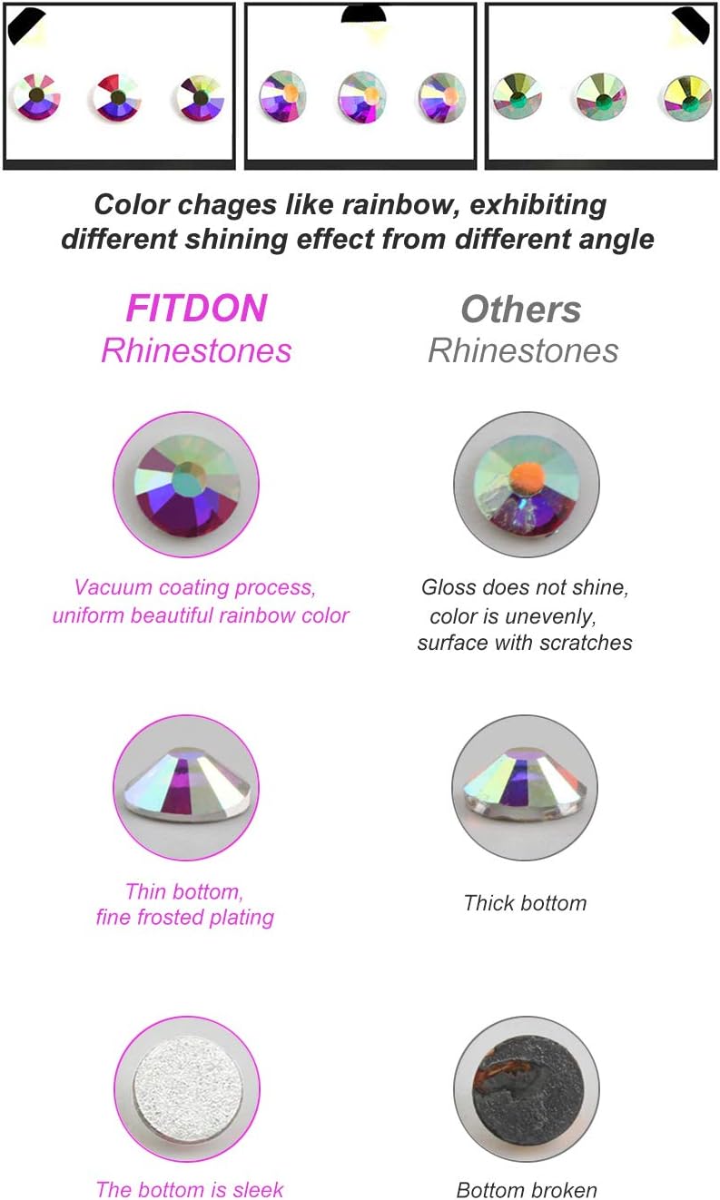 FITDON Multi-Shapes Glass Crystal AB Rhinestones Set for Nail Decoration, DIY Jewel Charms Accessories Supplies With Clear Diamond