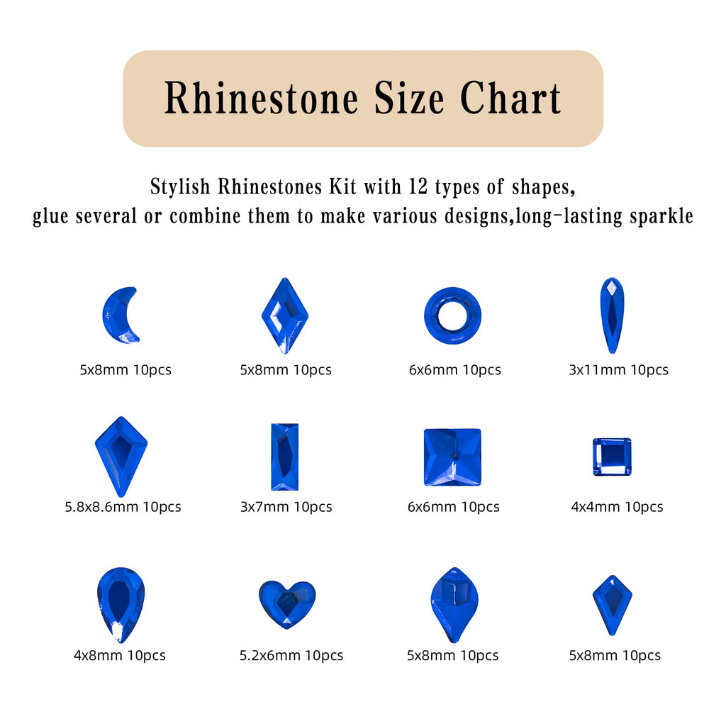 Nail Art Kit: 240 Special Shape & 2194 Flatback Rhinestones for Nails, ( 8 diff packs )