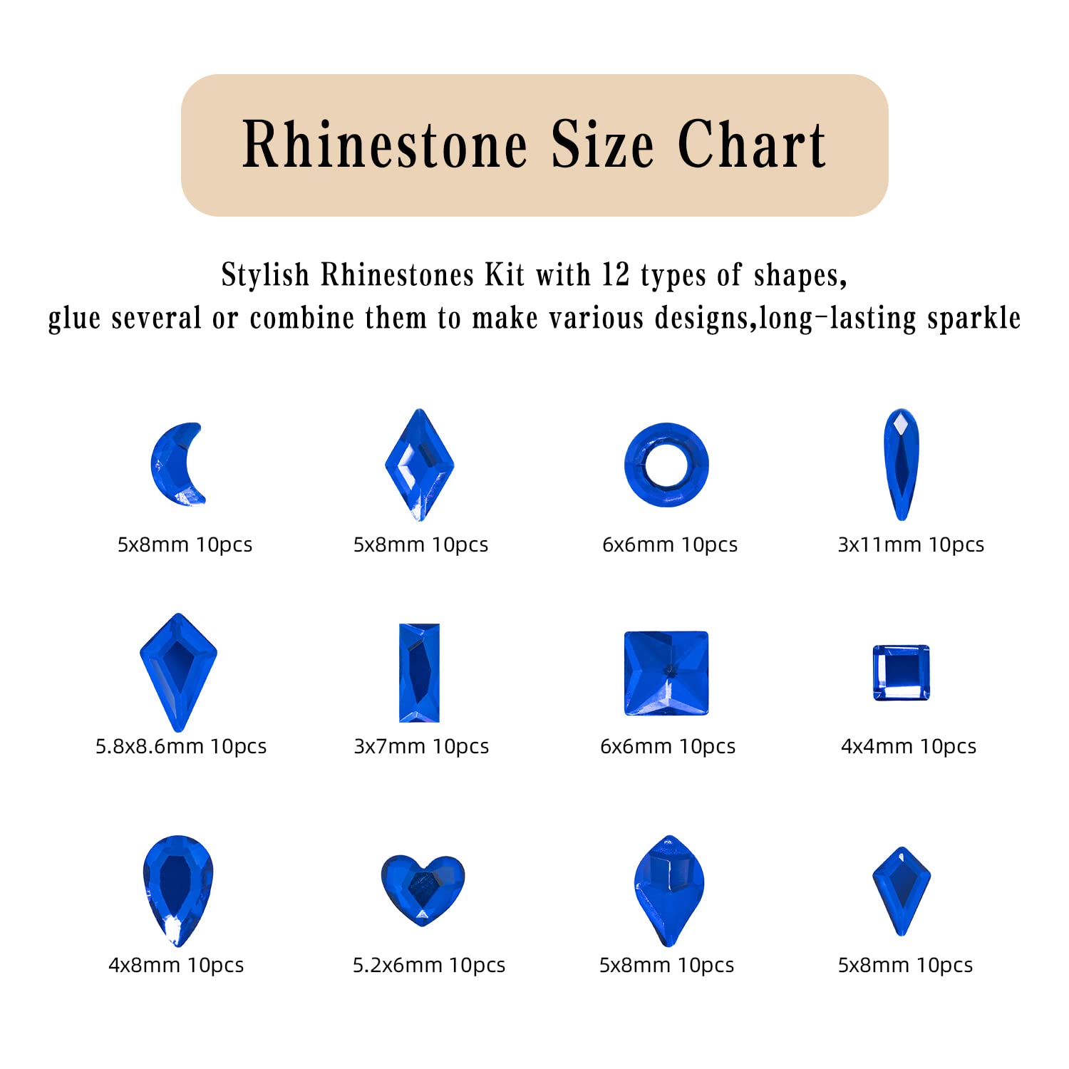 Nail Art Kit: 240 Special Shape & 2194 Flatback Rhinestones for Nails, ( 8 diff packs )