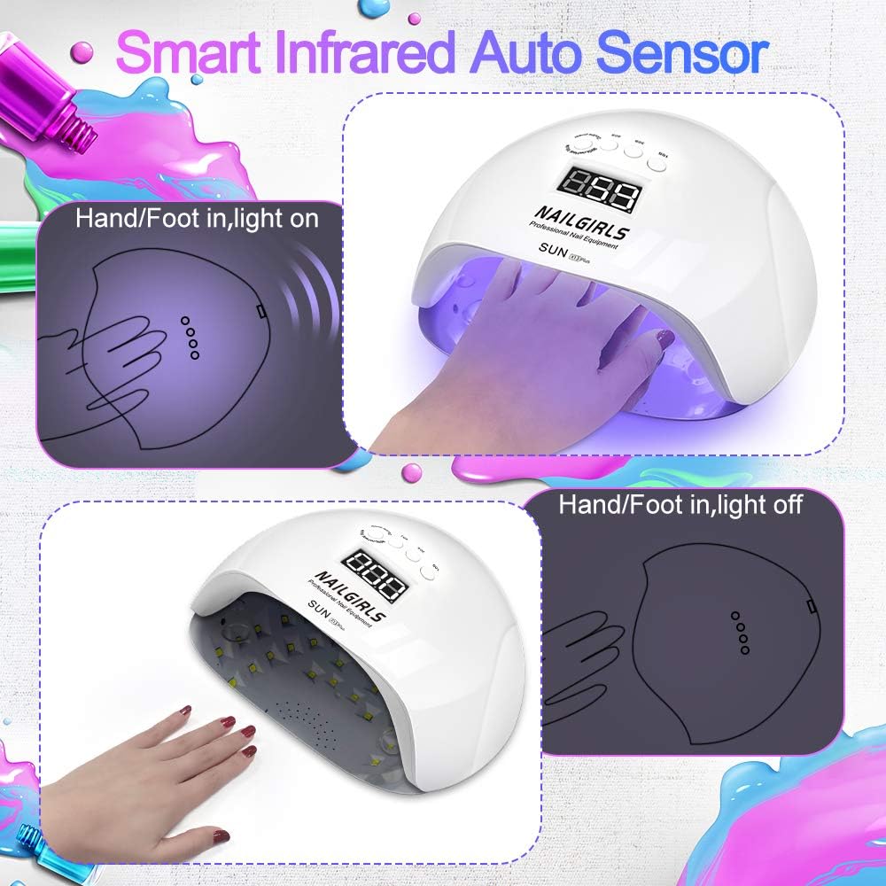 UV Nail Light, 150W UV Light for Nails Fast UV LED Nail Lamp Professional Nail Dryer for Gel Polish with 4 Timer Settings, Auto Sensor Curing Lamps for Salon and Home Use,White