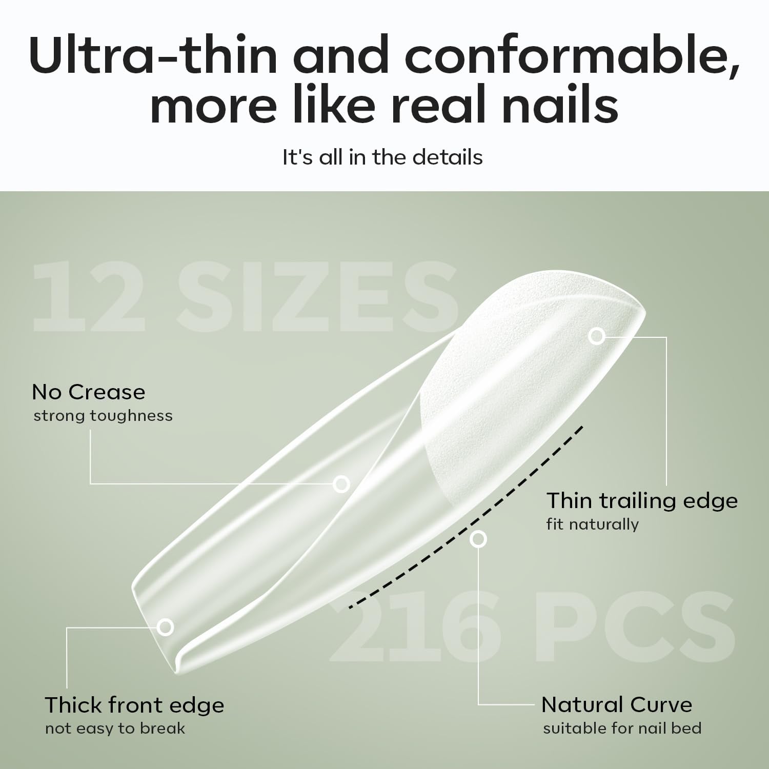 modelones Gel Nail Kit,  Nail Tips Medium Coffin Shape, 9-in-One Nail Glue & Portable U V Nail Lamp, 216Pcs 12Sizes P Nails Tip Nail Extension