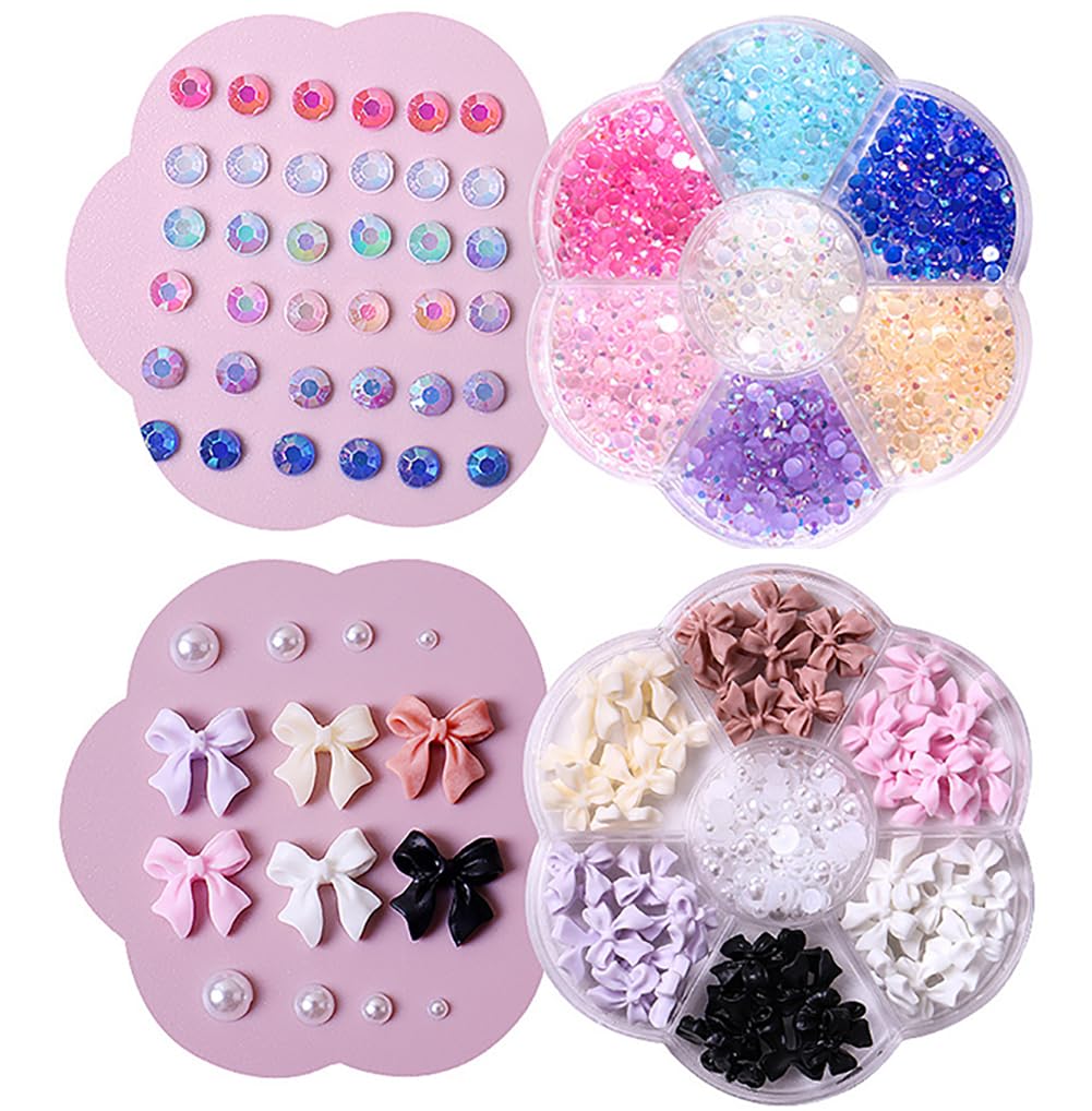 3D Acrylic Butterfly White Flowers Glitter Nail Charms  Mixed ( 3 diff packs )