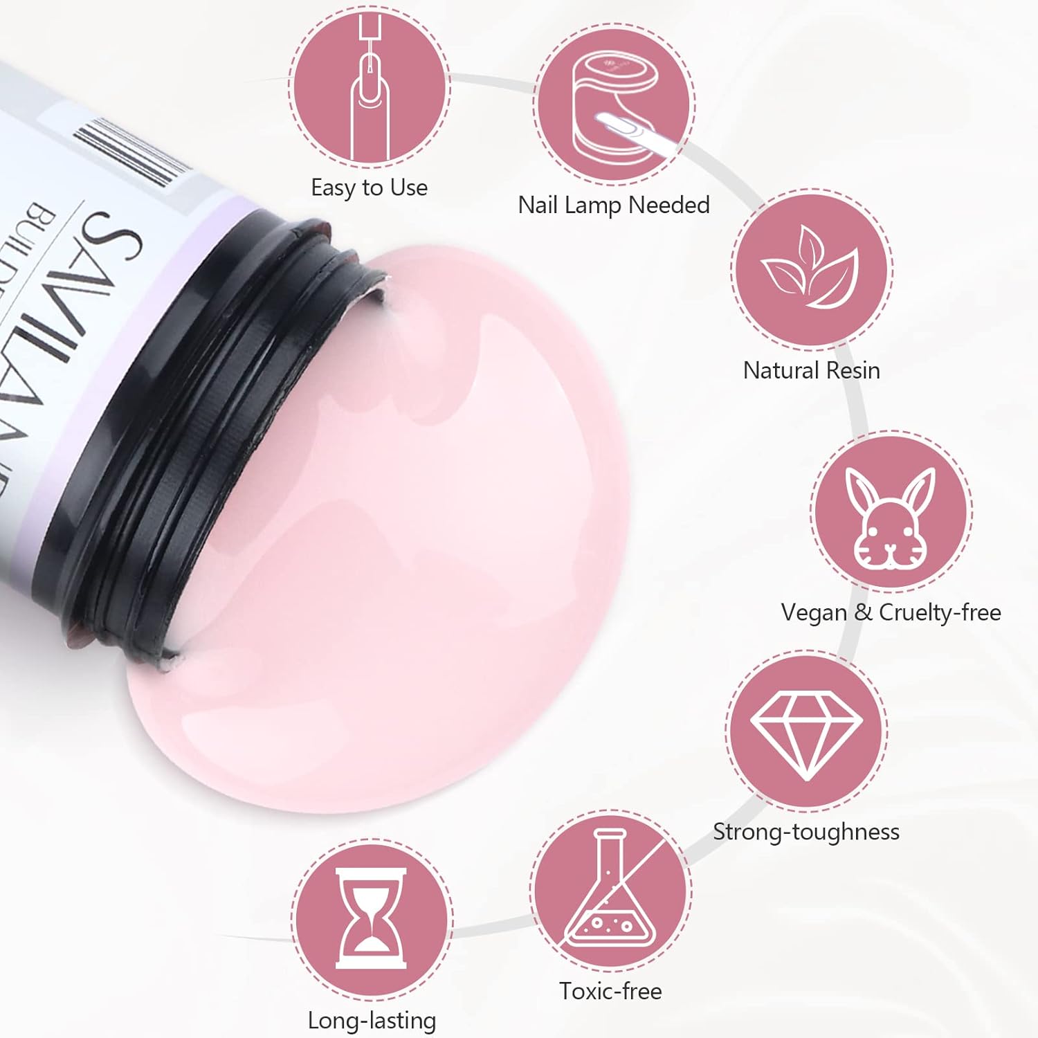 SAVILAND Builder Nail Gel – 3.53oz Light Pink Hard Gel for Nails Large Capacity Nail Strengthen, Nail Extension, Nail Art, U V Nail Gel